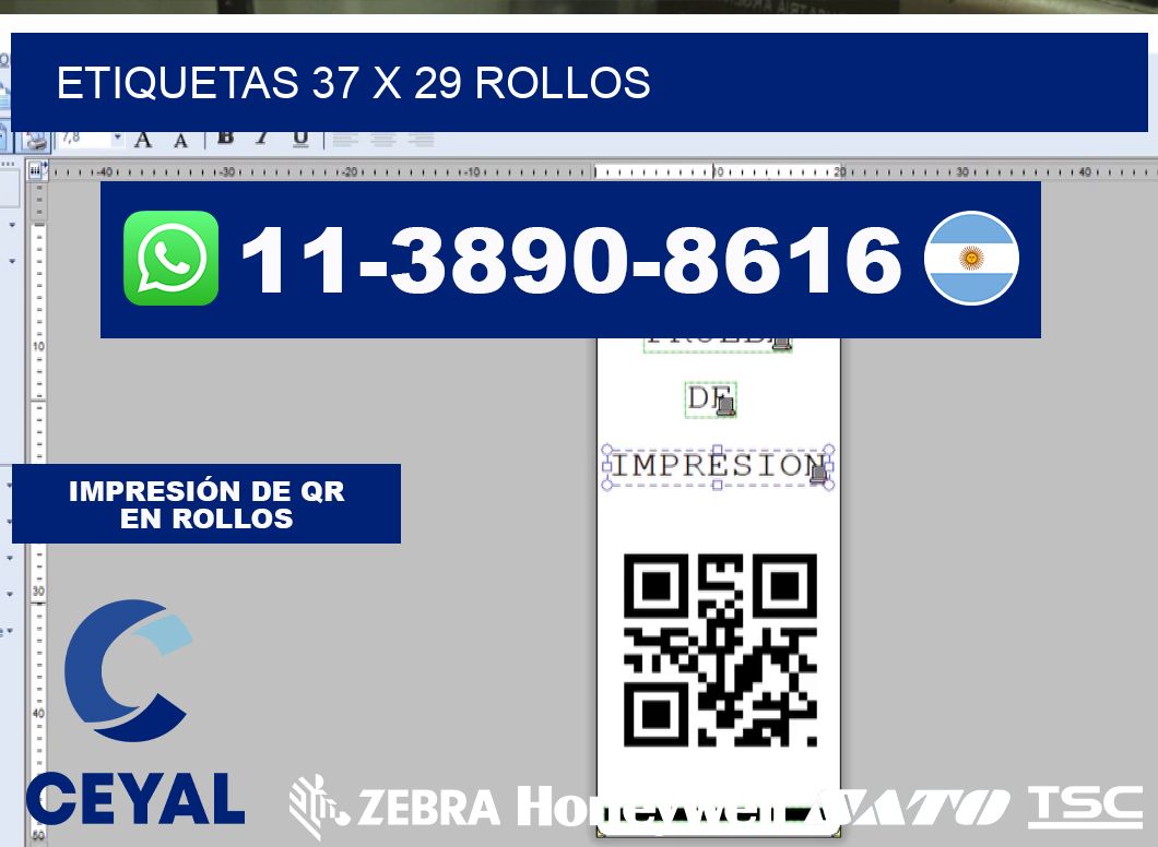 etiquetas 37 x 29 rollos