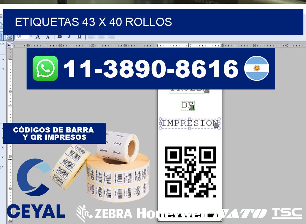 etiquetas 43 x 40 rollos