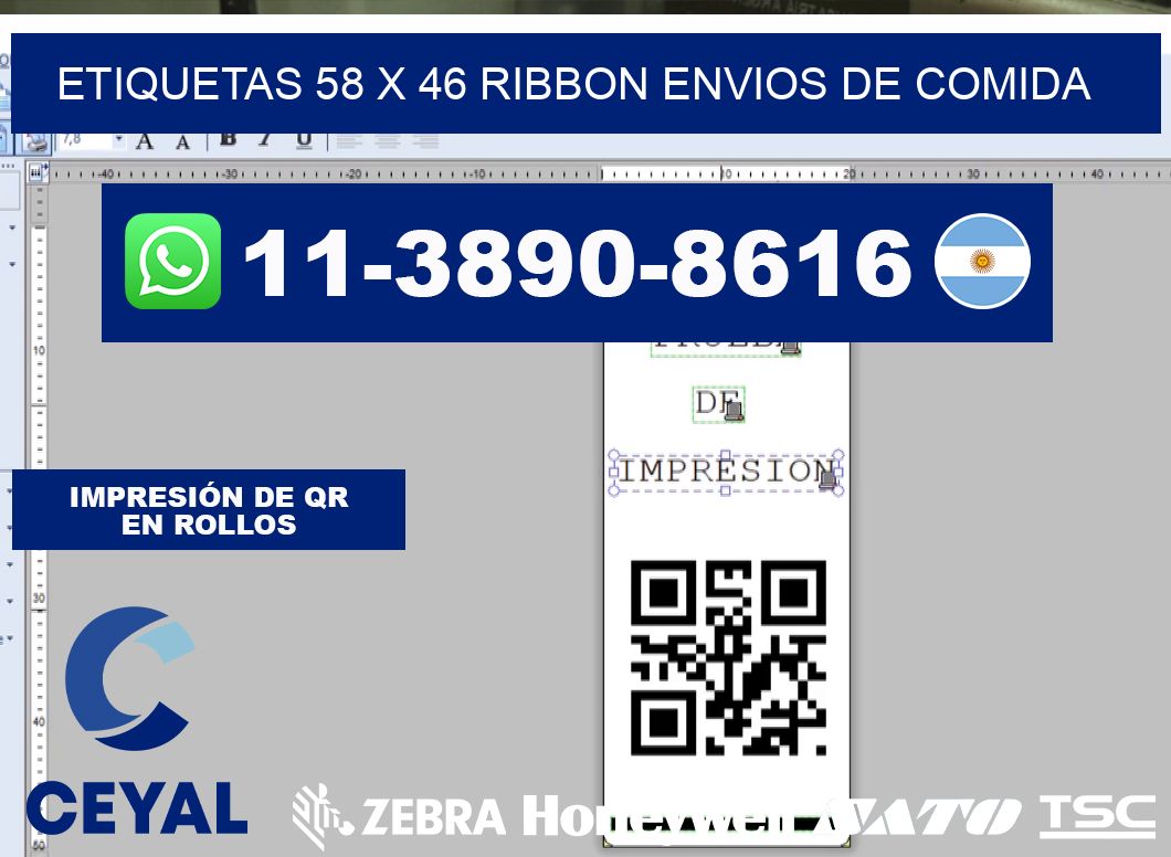 etiquetas 58 x 46 ribbon envios de comida