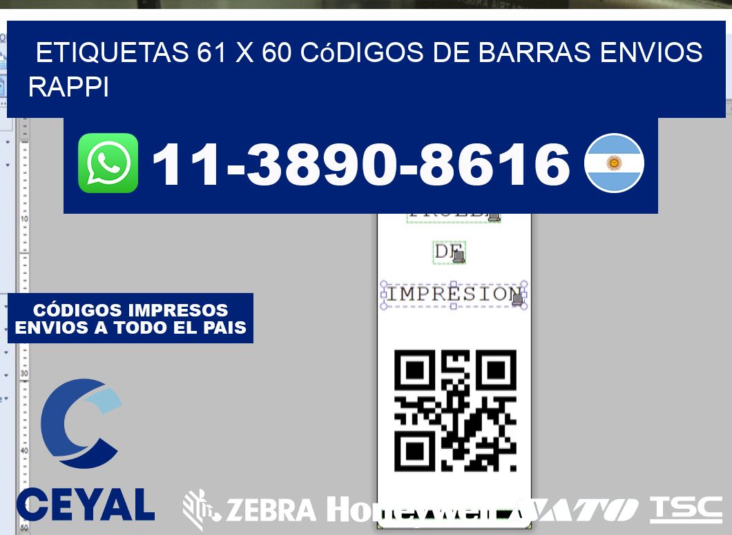 etiquetas 61 x 60 códigos de barras envios rappi