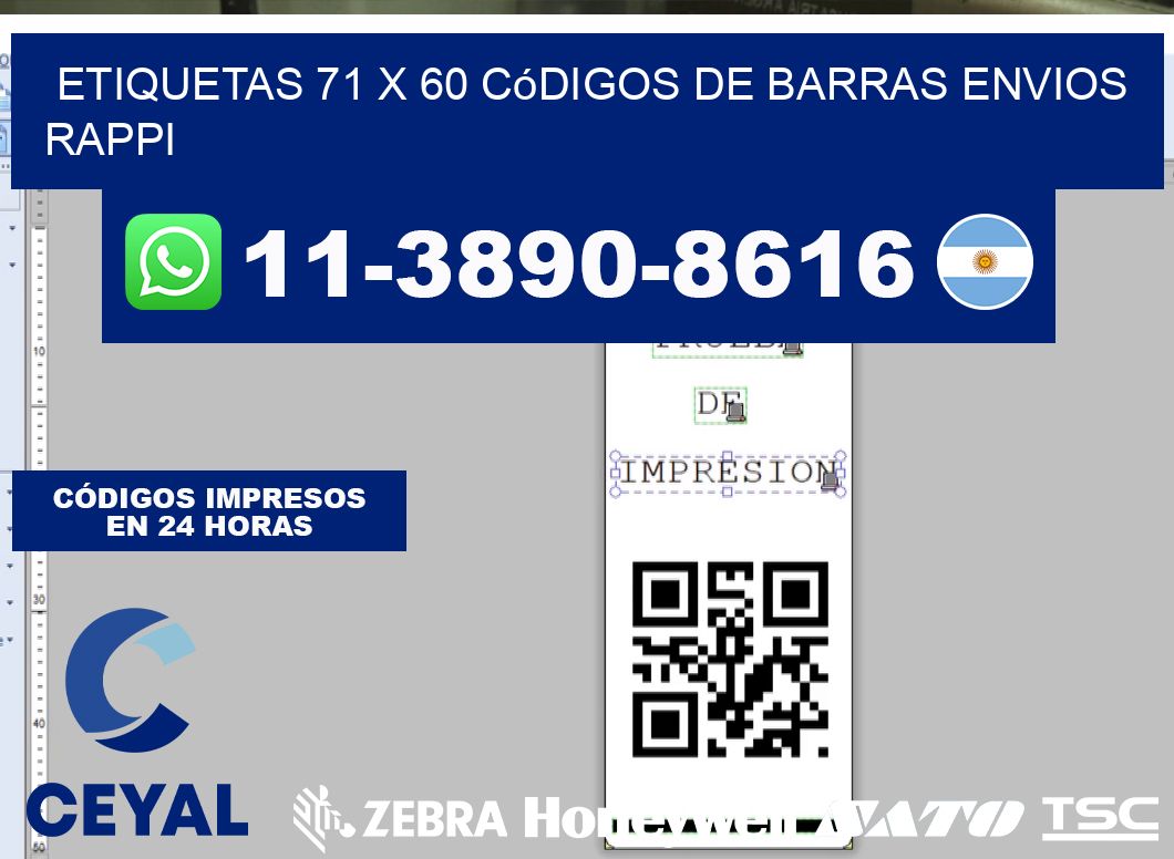 etiquetas 71 x 60 códigos de barras envios rappi