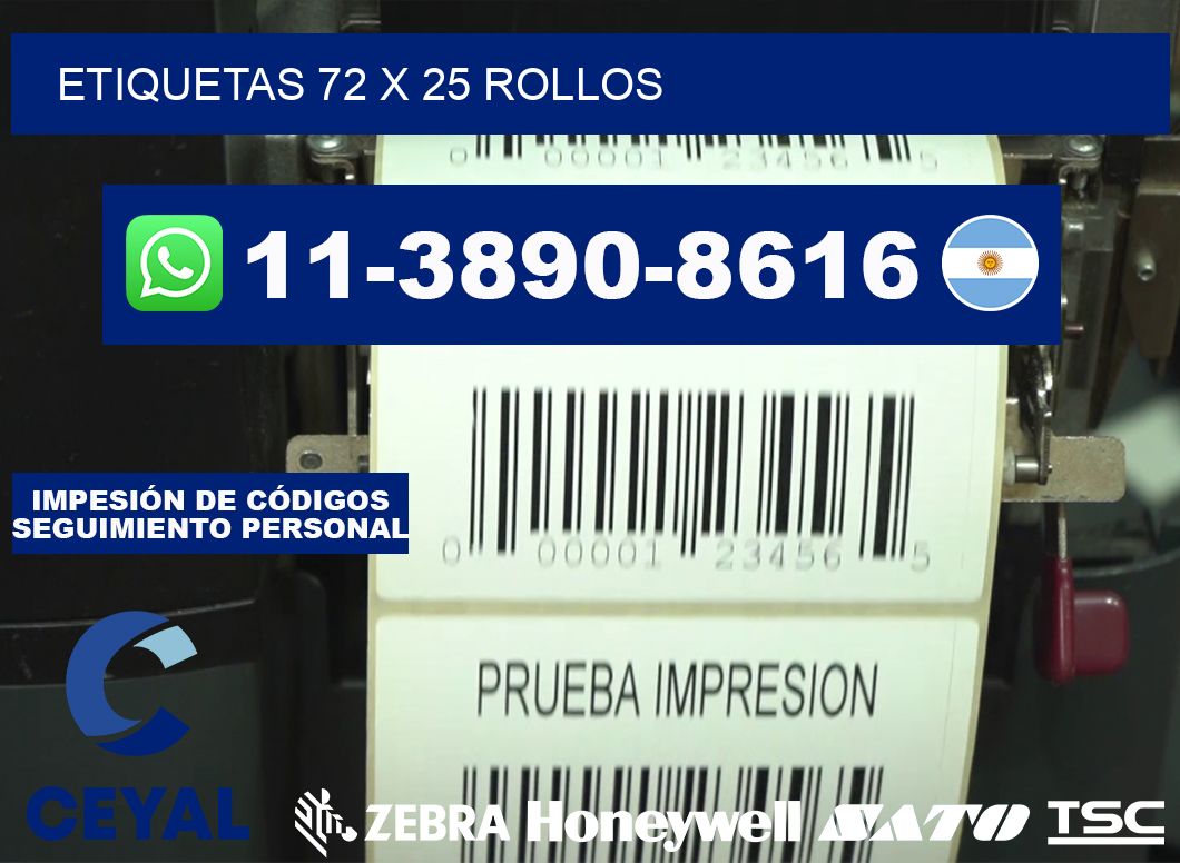 etiquetas 72 x 25 rollos