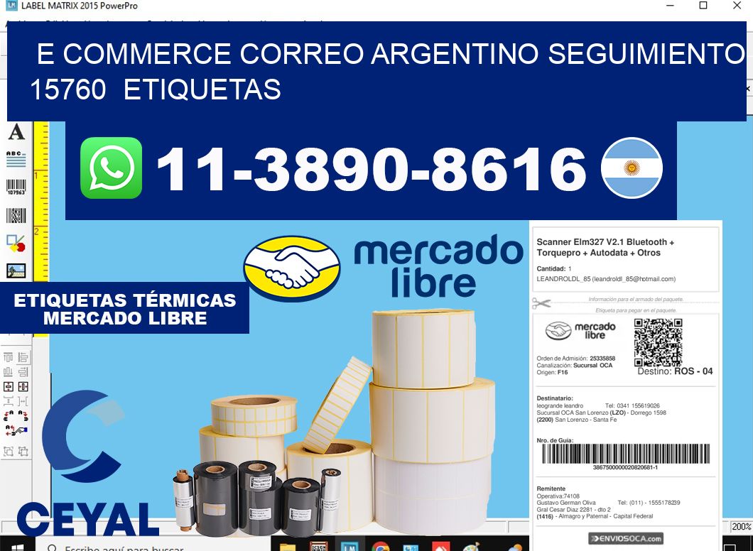E commerce correo argentino Seguimiento 15760  etiquetas