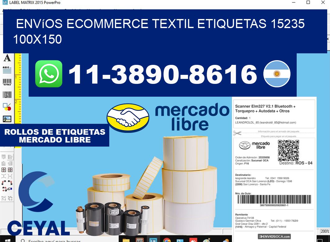 Envíos Ecommerce textil etiquetas 15235 100x150