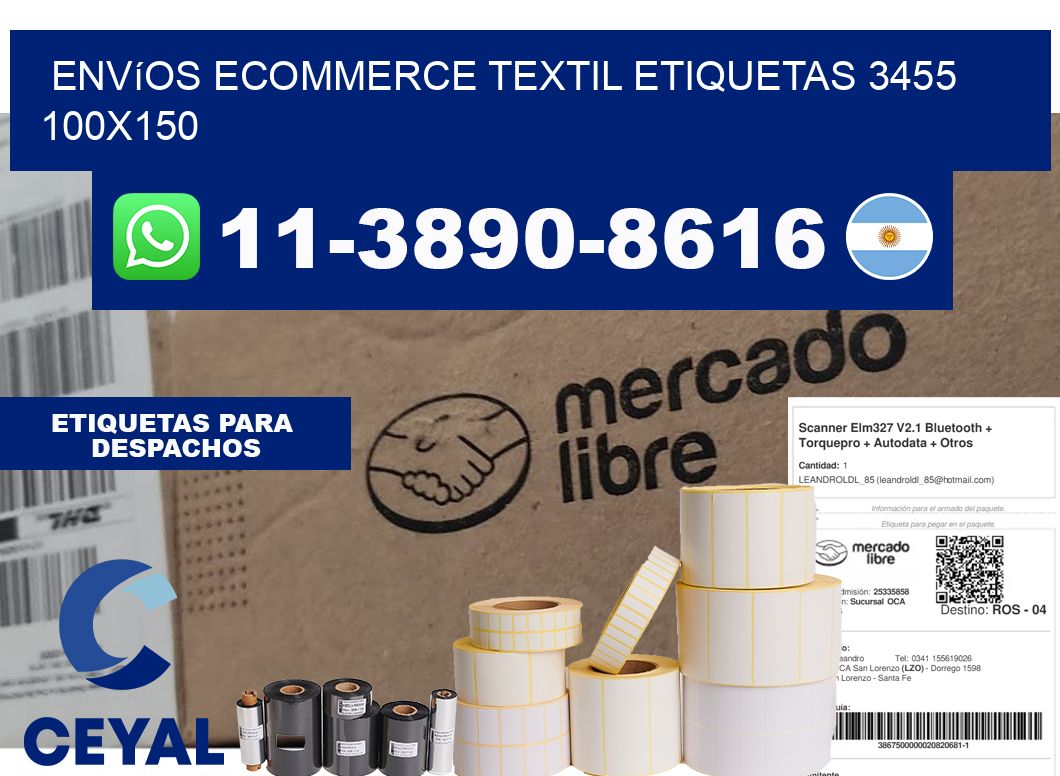 Envíos Ecommerce textil etiquetas 3455 100x150