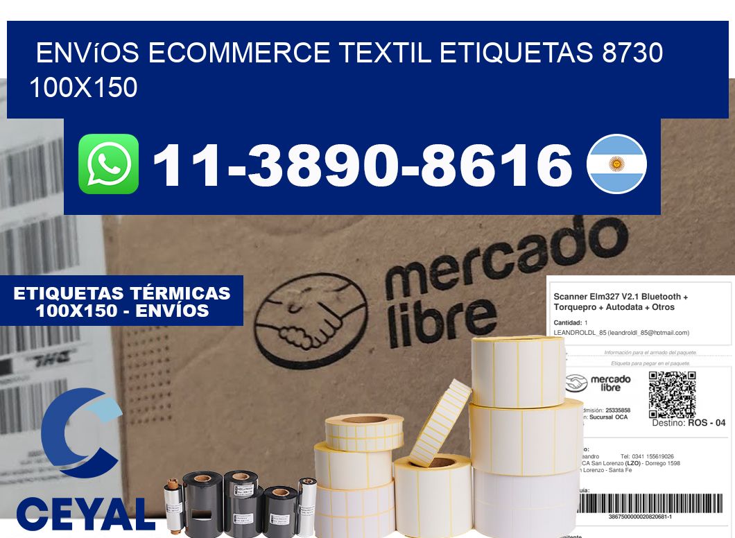 Envíos Ecommerce textil etiquetas 8730 100x150