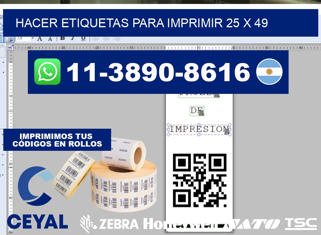 Hacer etiquetas para imprimir 25 x 49