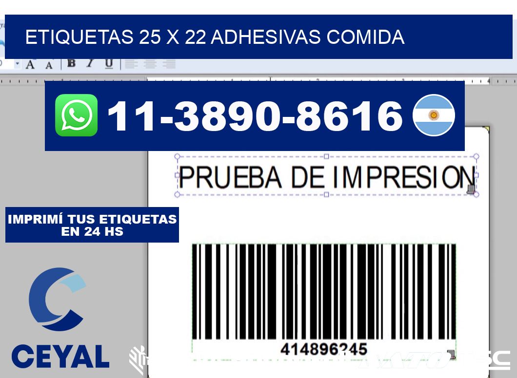 etiquetas 25 x 22 adhesivas comida