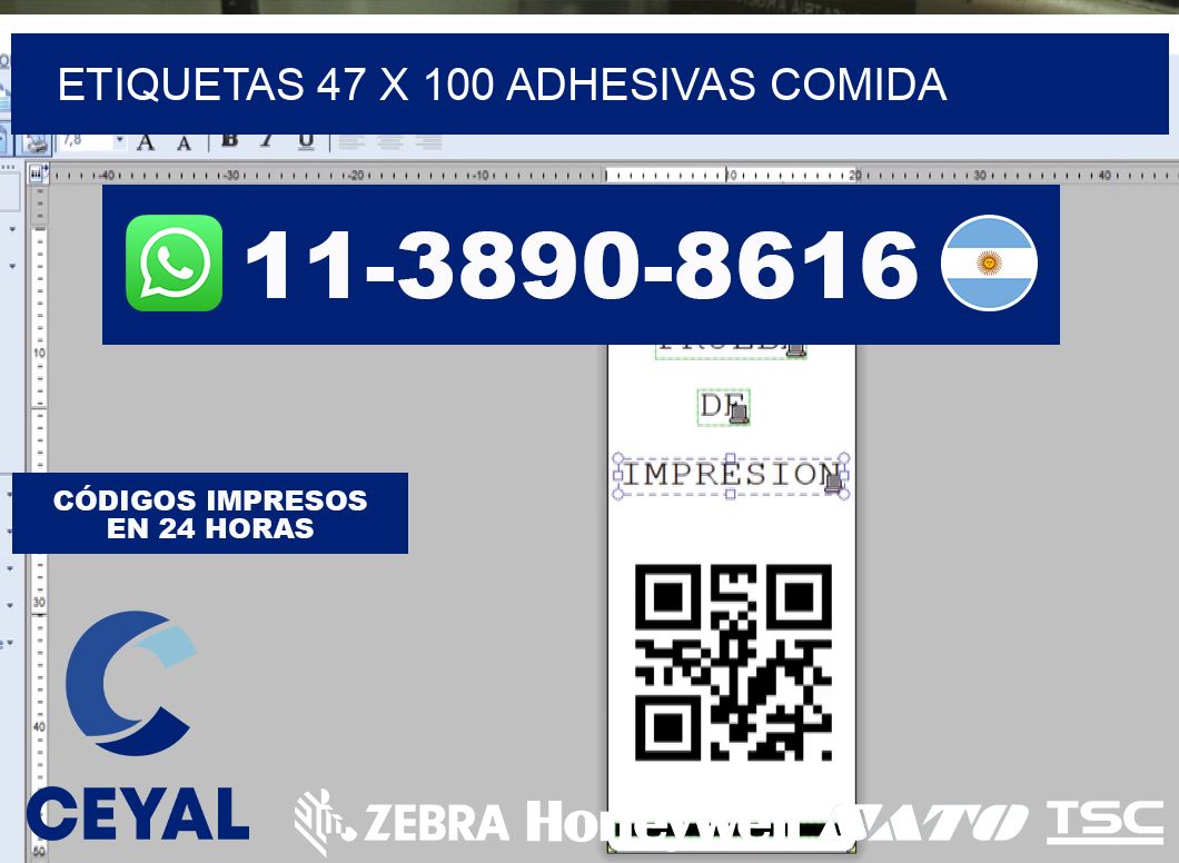 etiquetas 47 x 100 adhesivas comida
