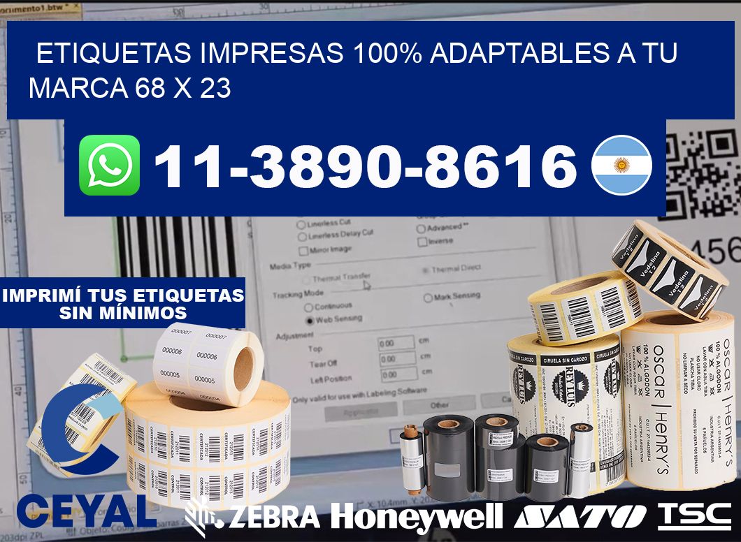 etiquetas impresas 100% adaptables a tu marca 68 x 23