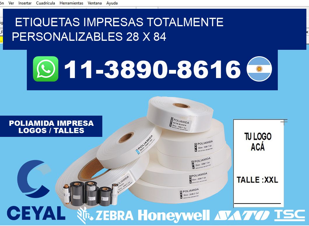 etiquetas impresas totalmente personalizables 28 x 84