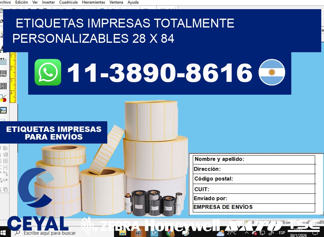etiquetas impresas totalmente personalizables 28 x 84