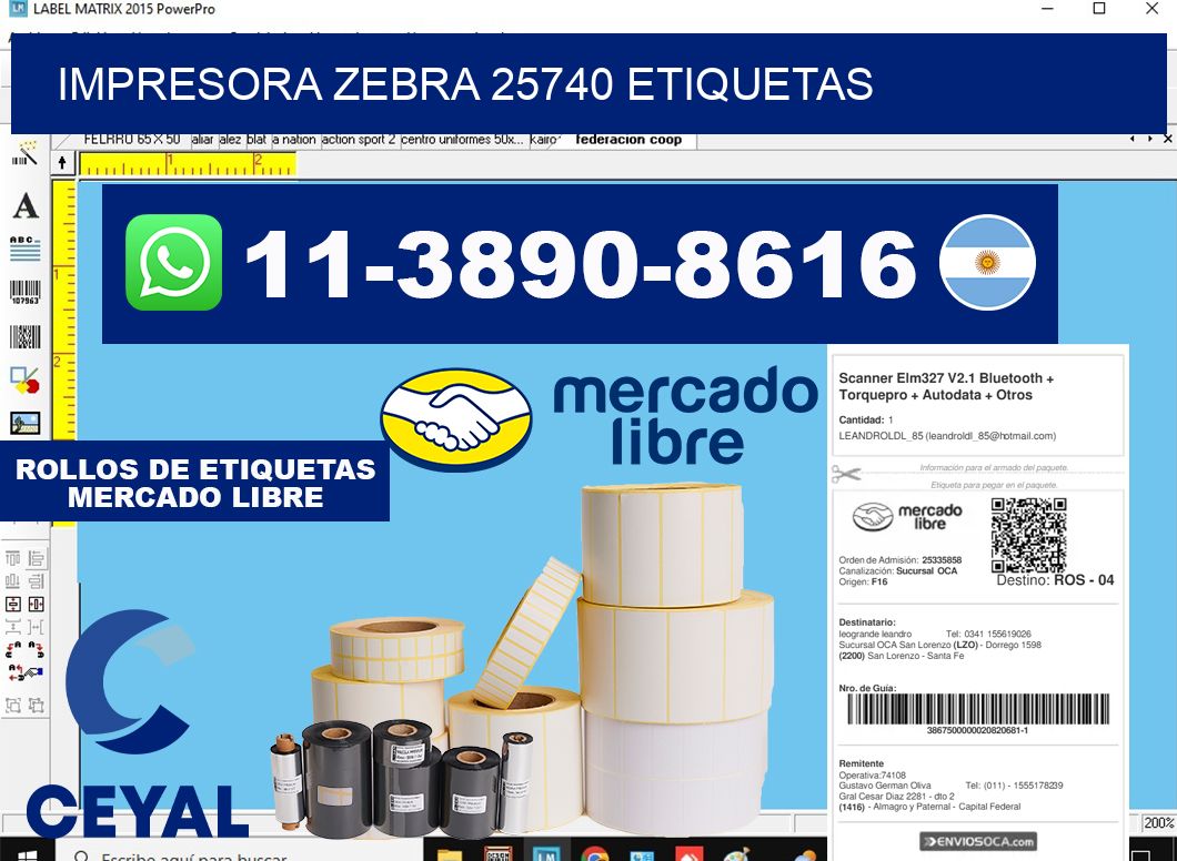 impresora zebra 25740 etiquetas