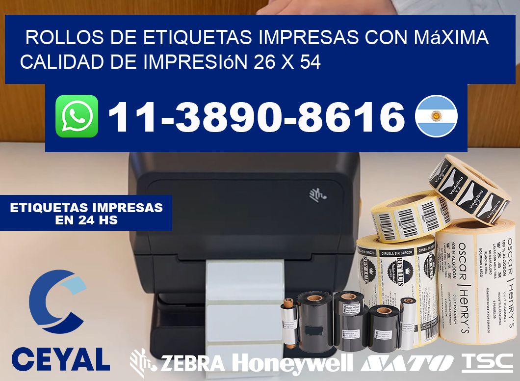 rollos de etiquetas impresas con máxima calidad de impresión 26 x 54