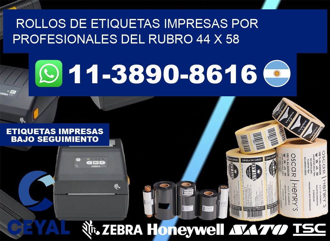 rollos de etiquetas impresas por profesionales del rubro 44 x 58
