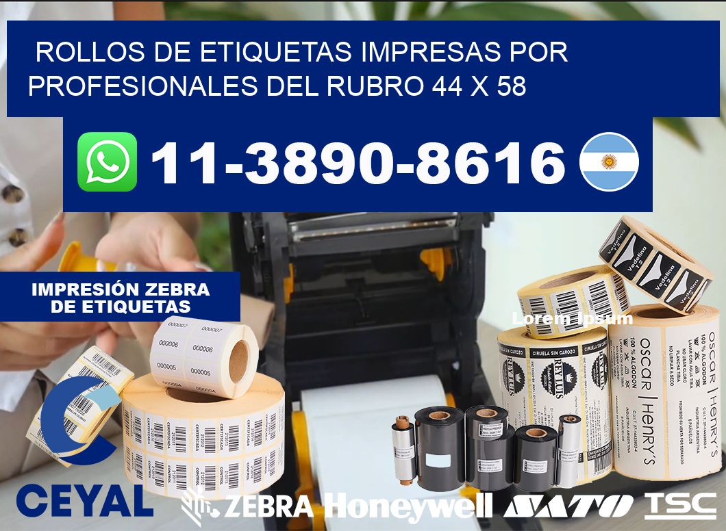 rollos de etiquetas impresas por profesionales del rubro 44 x 58