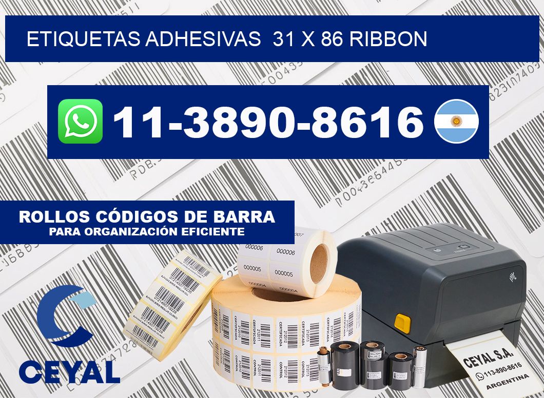 Etiquetas adhesivas  31 x 86 ribbon