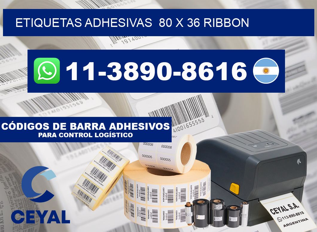 Etiquetas adhesivas  80 x 36 ribbon