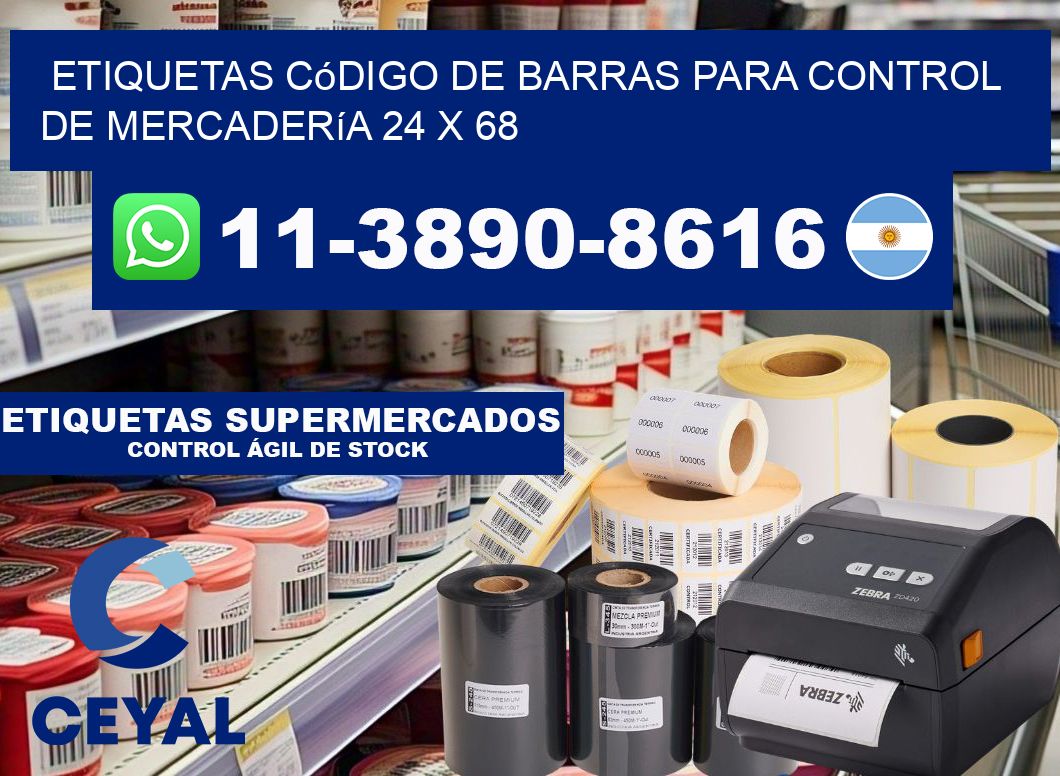 Etiquetas código de barras para control de mercadería 24 x 68