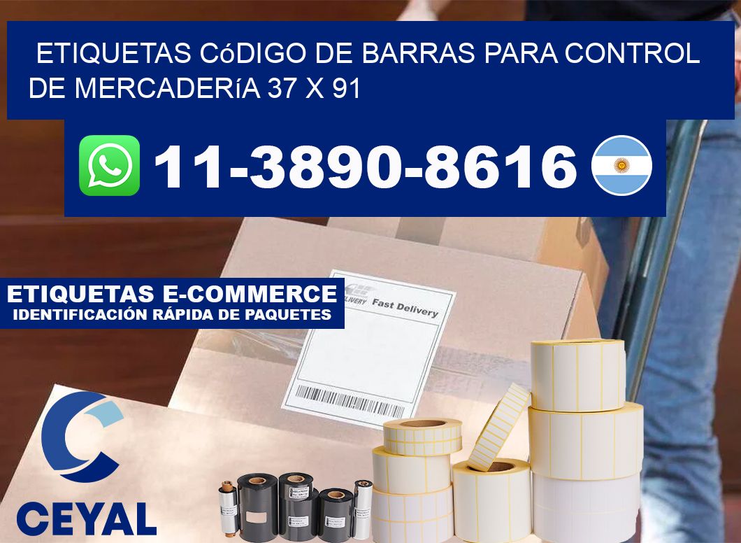 Etiquetas código de barras para control de mercadería 37 x 91