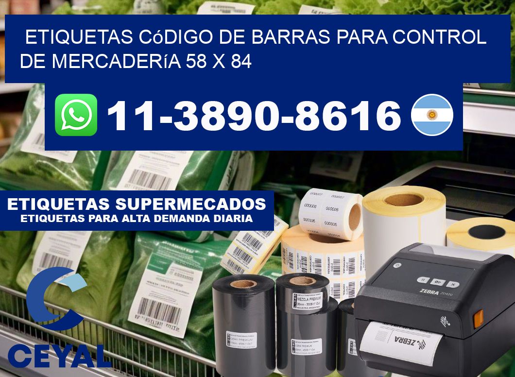 Etiquetas código de barras para control de mercadería 58 x 84