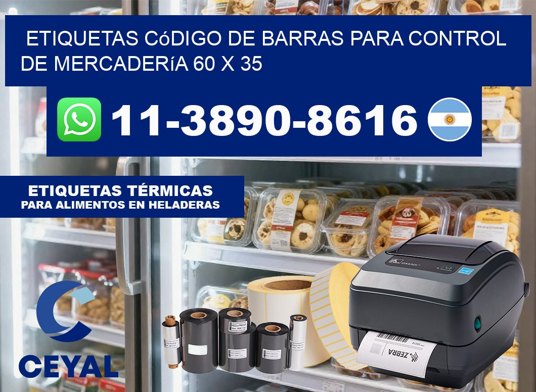 Etiquetas código de barras para control de mercadería 60 x 35