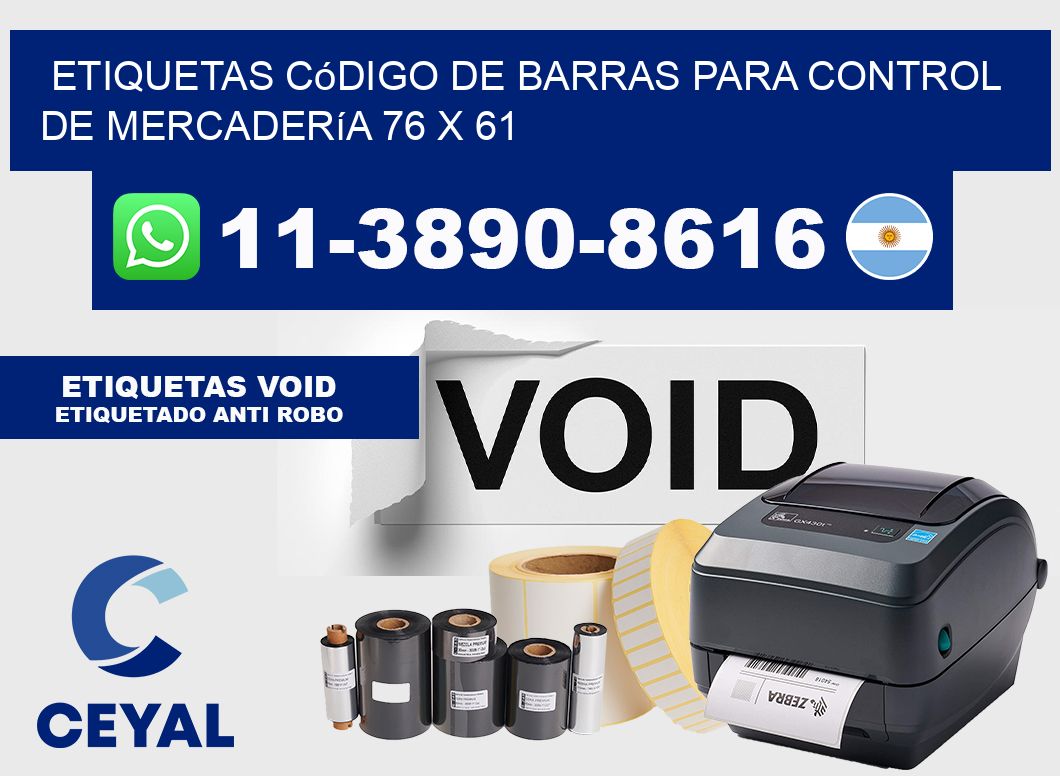 Etiquetas código de barras para control de mercadería 76 x 61