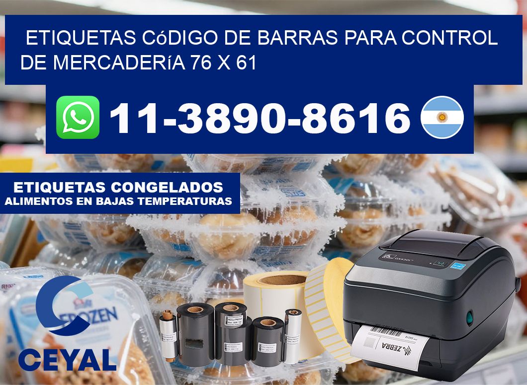 Etiquetas código de barras para control de mercadería 76 x 61