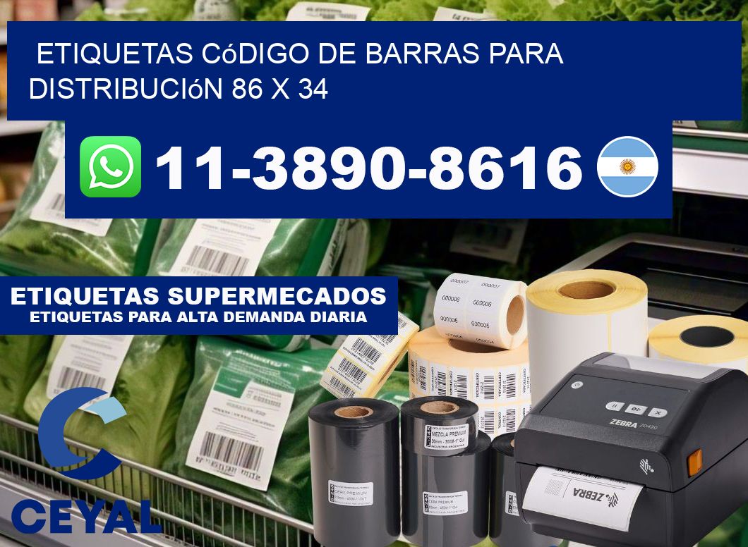 Etiquetas código de barras para distribución 86 x 34