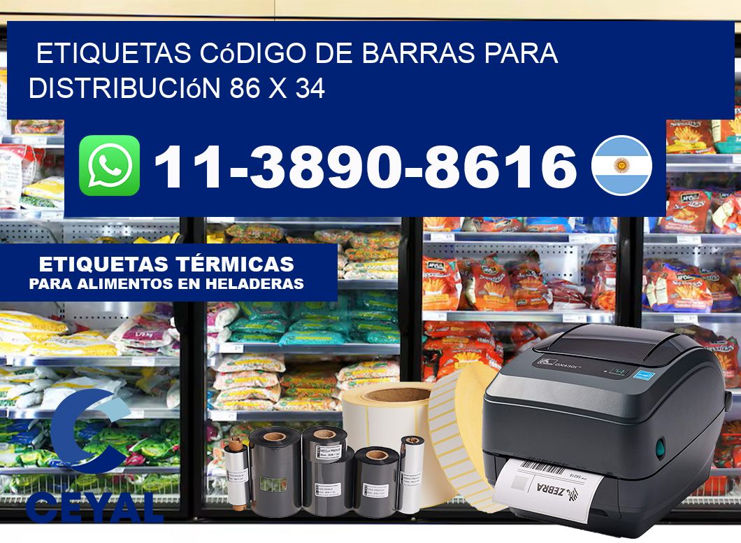 Etiquetas código de barras para distribución 86 x 34