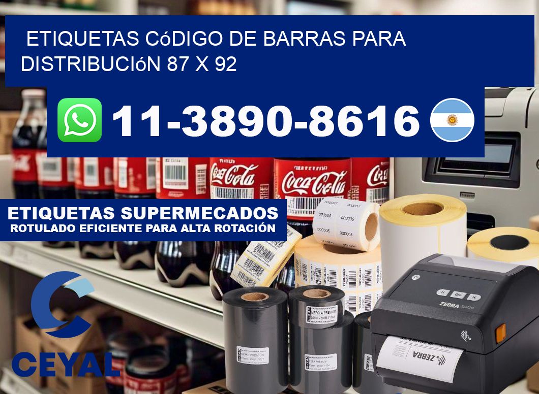 Etiquetas código de barras para distribución 87 x 92
