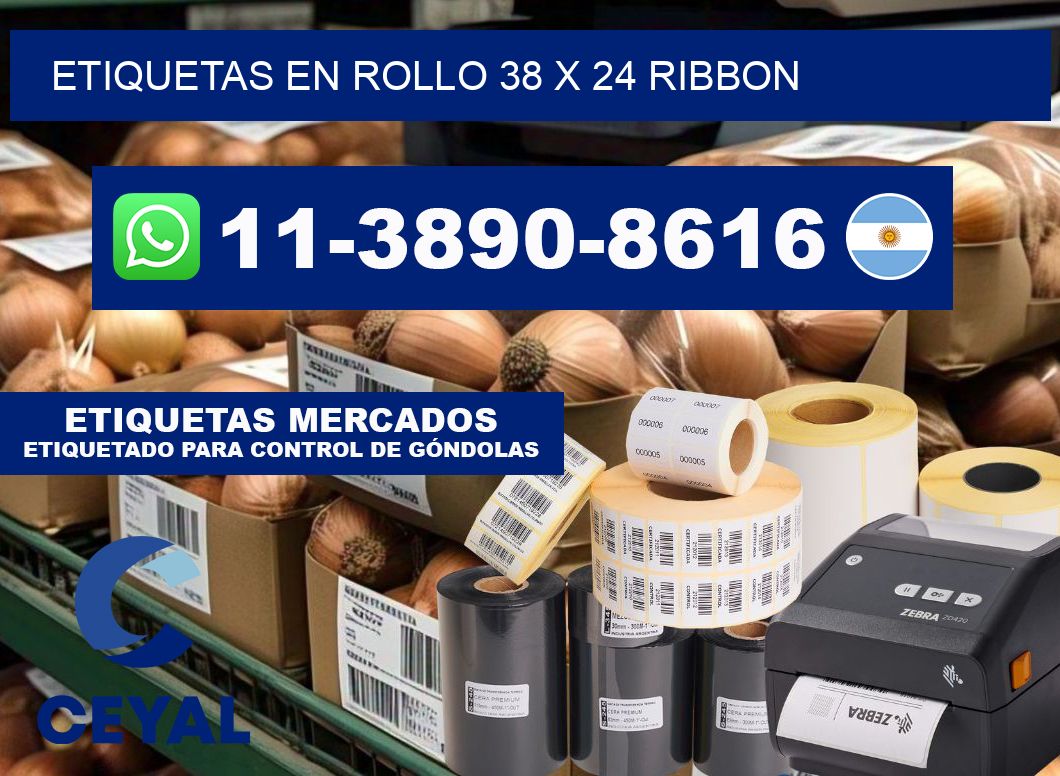 Etiquetas en rollo 38 x 24 ribbon