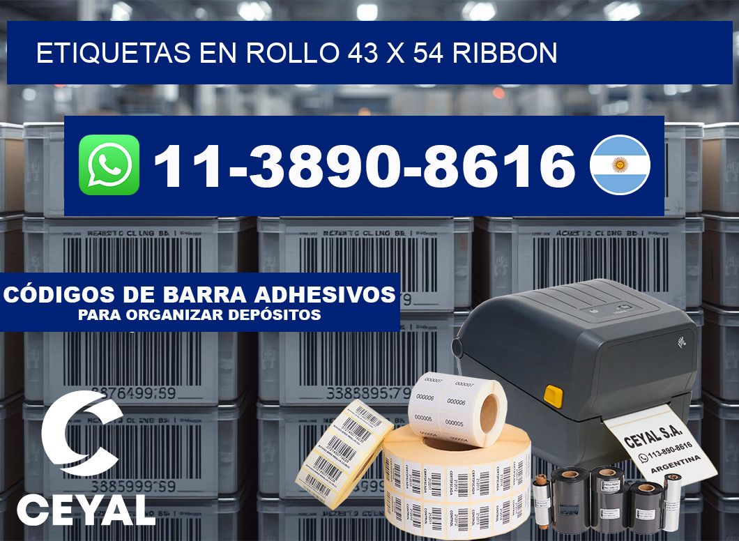 Etiquetas en rollo 43 x 54 ribbon