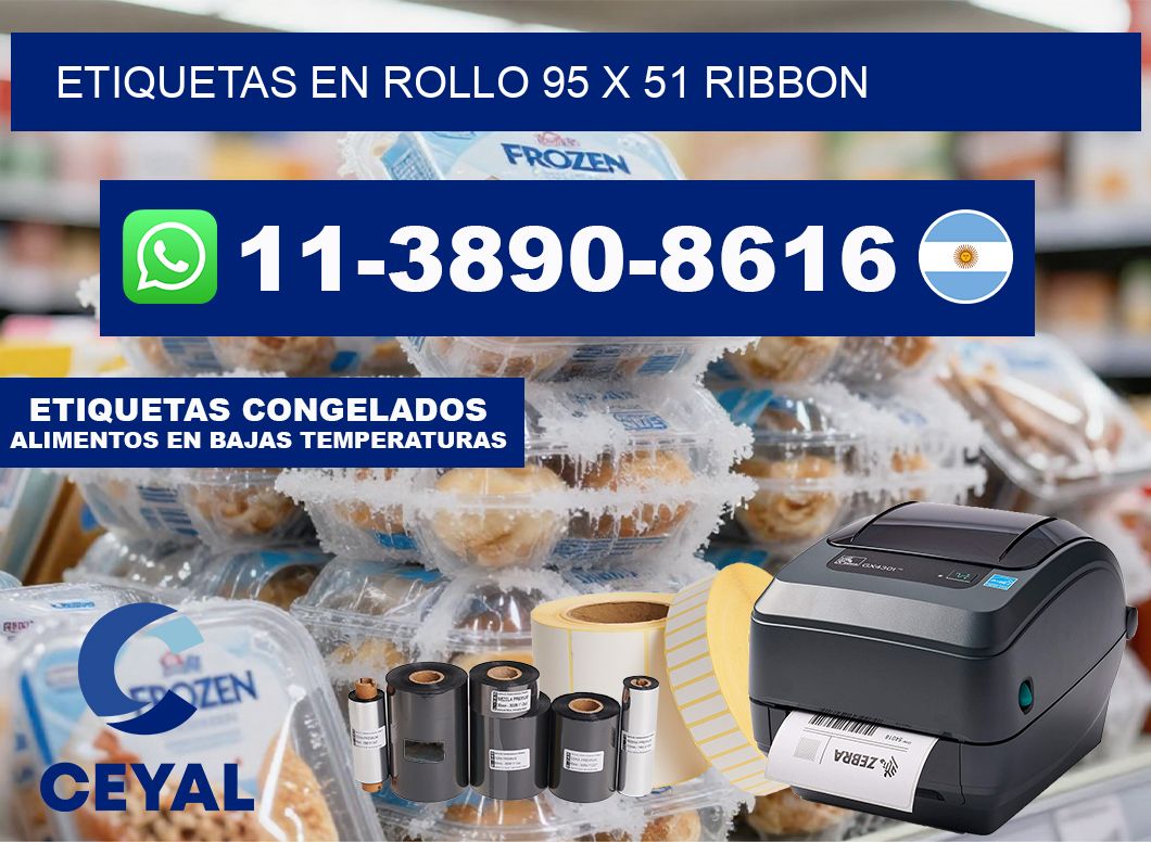 Etiquetas en rollo 95 x 51 ribbon