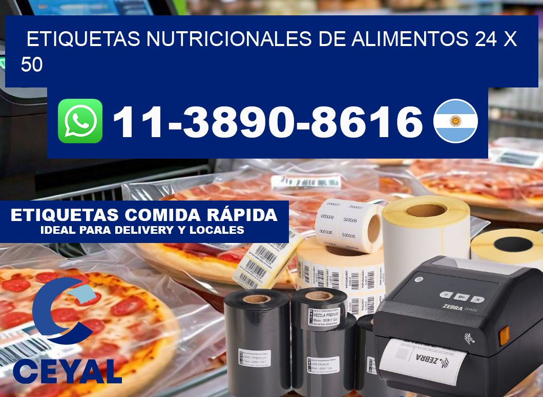 Etiquetas nutricionales de alimentos 24 x 50