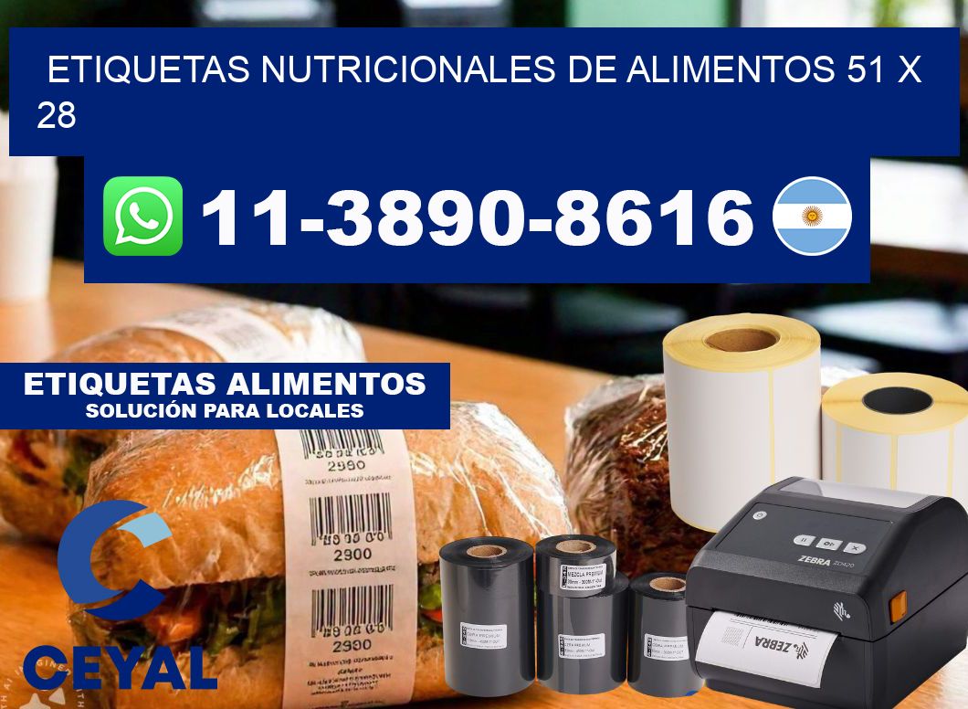Etiquetas nutricionales de alimentos 51 x 28