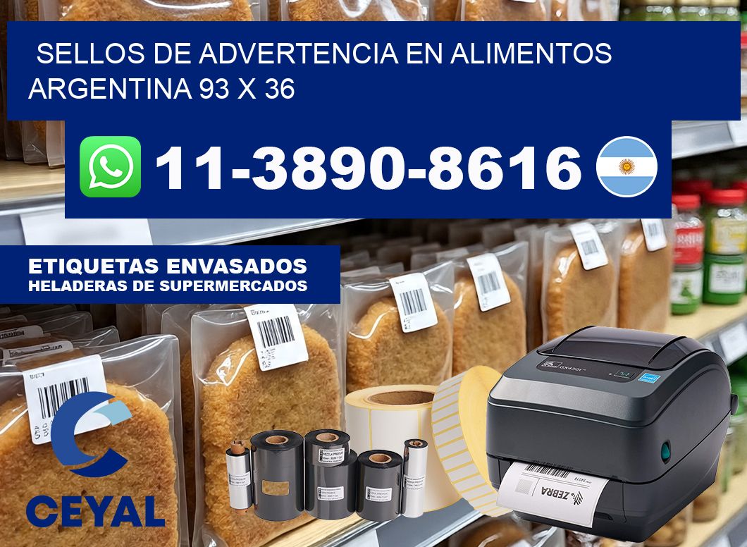 Sellos de advertencia en Alimentos argentina 93 x 36