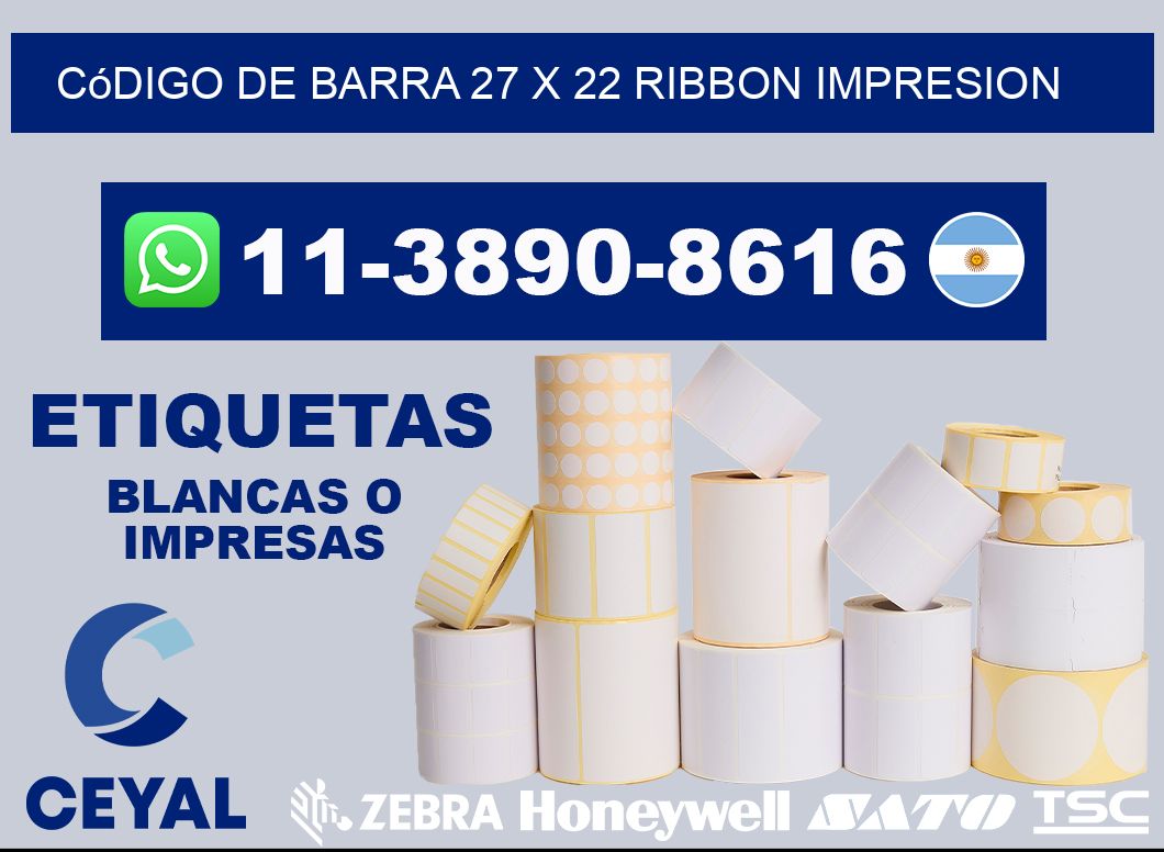código de barra 27 x 22 ribbon impresion