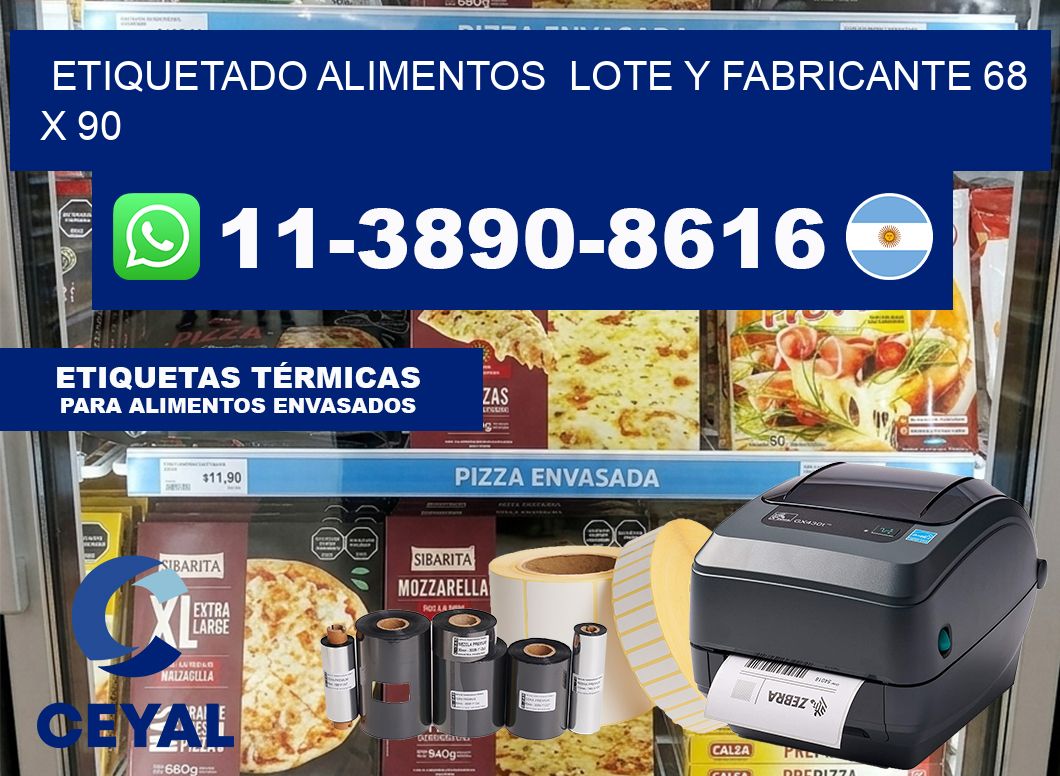 etiquetado alimentos  Lote y fabricante 68 x 90