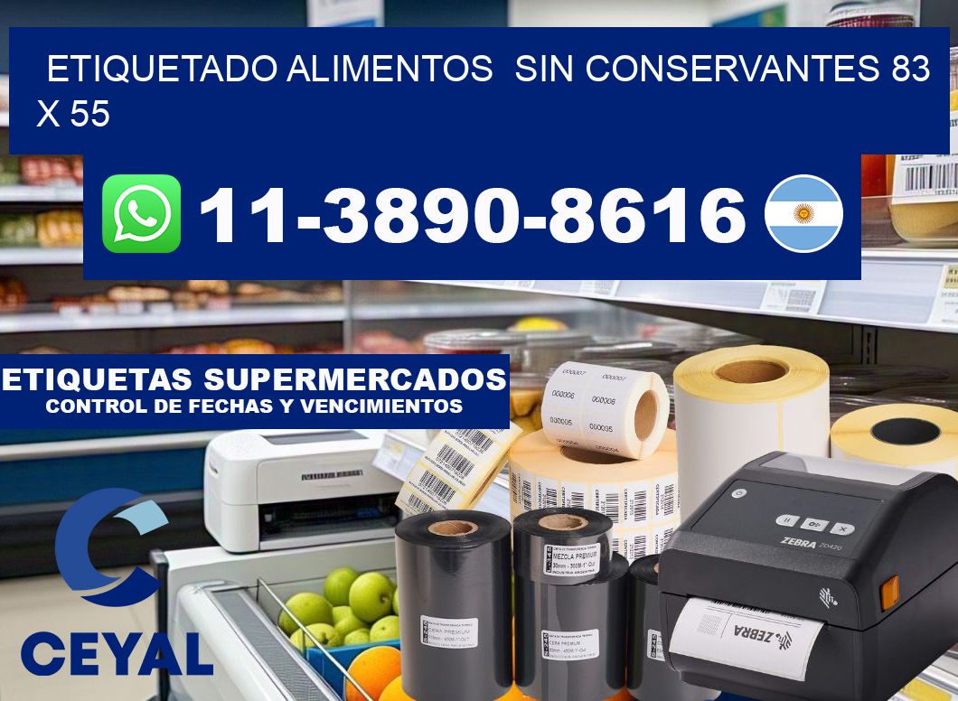 etiquetado alimentos  Sin conservantes 83 x 55