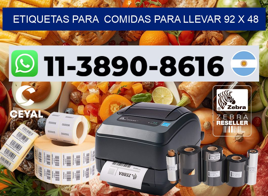 etiquetas para  Comidas para llevar 92 x 48