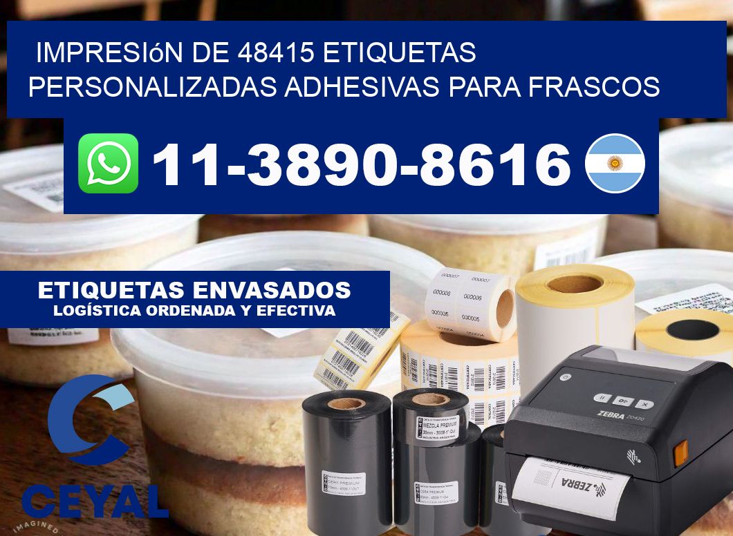 impresión de 48415 etiquetas personalizadas adhesivas para frascos