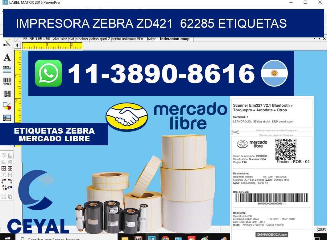 impresora zebra zd421 62285 etiquetas