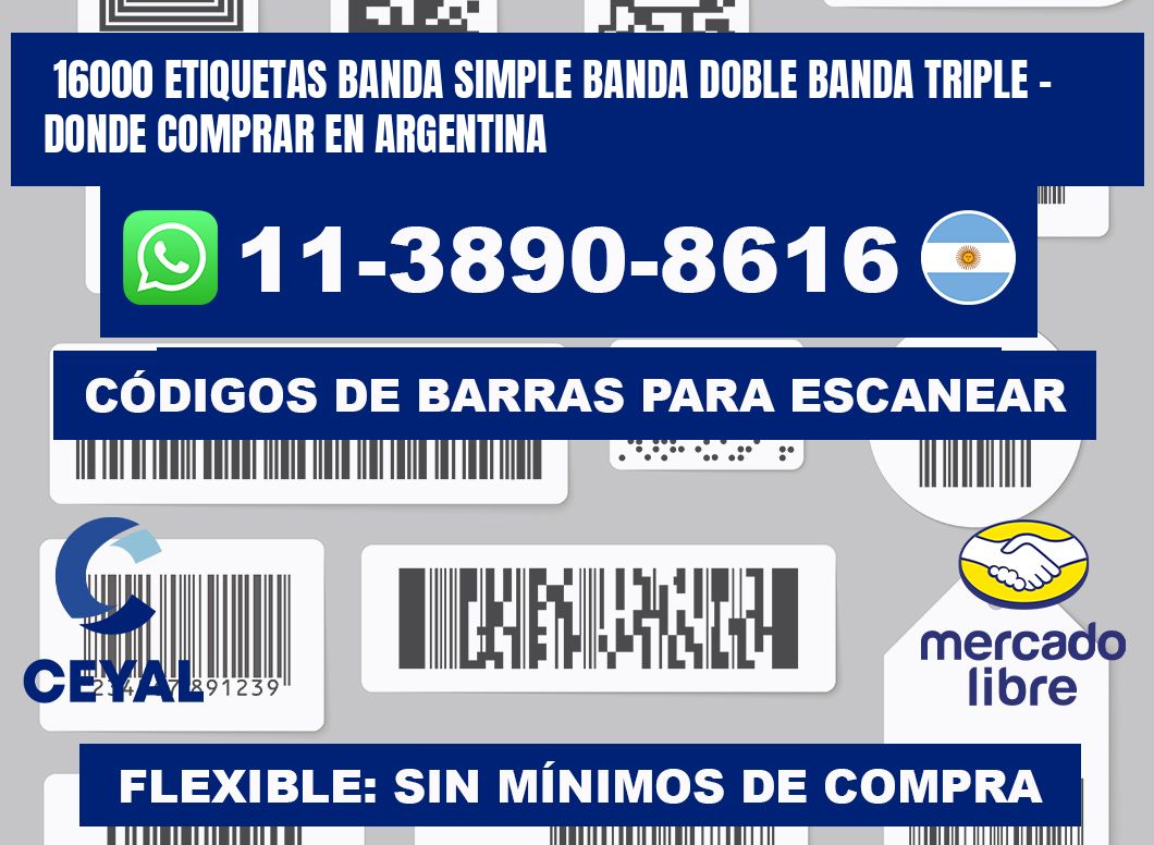 16000 etiquetas banda simple banda doble banda triple - Donde Comprar en Argentina