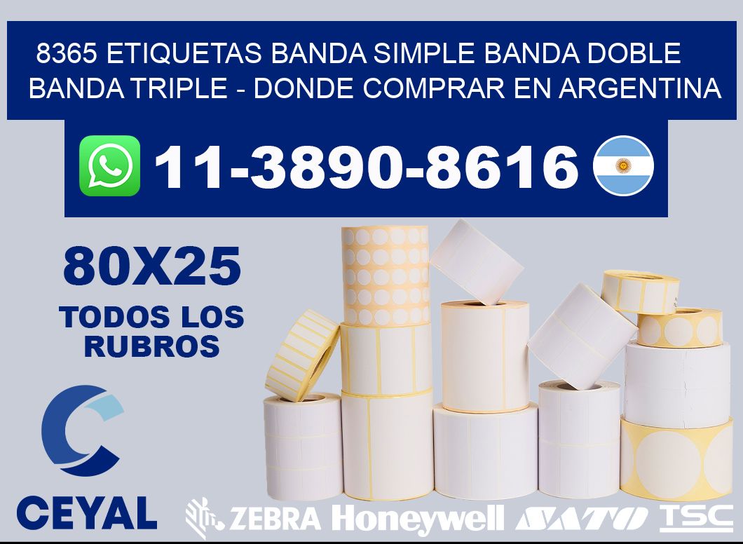 8365 etiquetas banda simple banda doble banda triple - Donde Comprar en Argentina