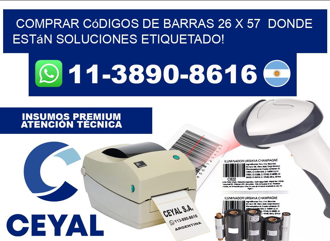 Comprar códigos de barras 26 x 57  donde están soluciones etiquetado!