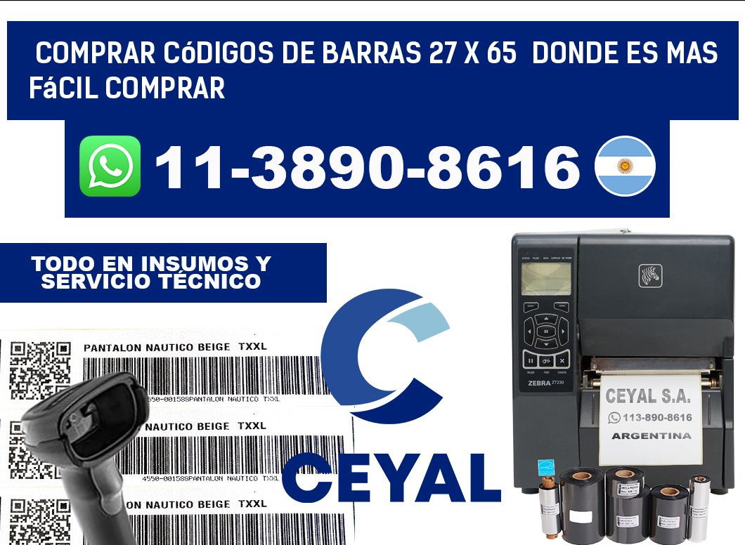 Comprar códigos de barras 27 x 65  Donde es mas fácil comprar