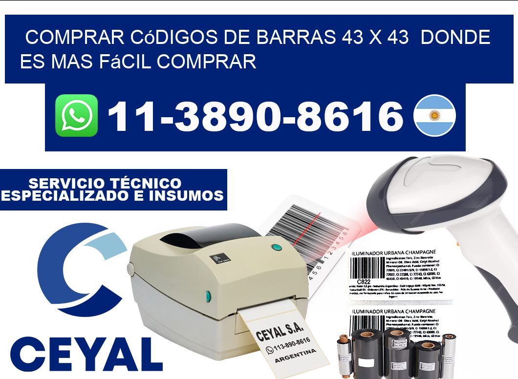 Comprar códigos de barras 43 x 43  Donde es mas fácil comprar