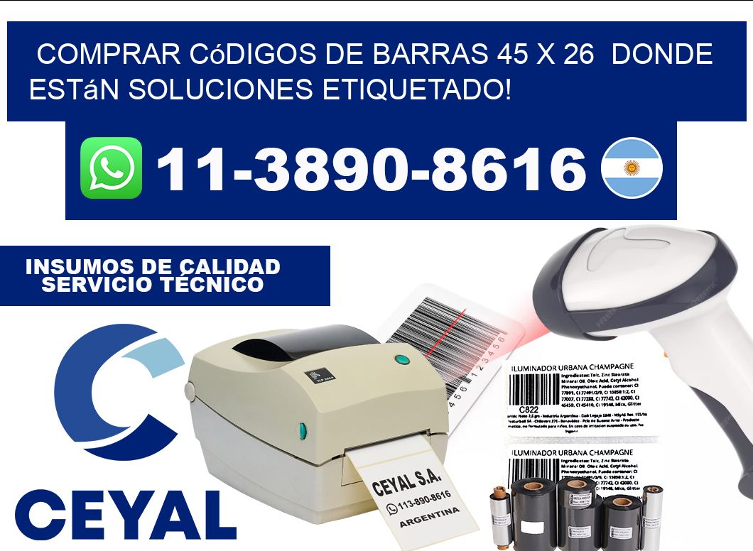 Comprar códigos de barras 45 x 26  donde están soluciones etiquetado!