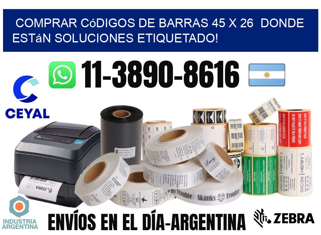 Comprar códigos de barras 45 x 26  donde están soluciones etiquetado!
